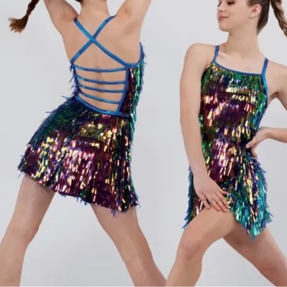 Weissman Elite Oil Slick Teardrop Sequin Dress Adult Medium Costume ‘Houdini’ - Picture 2 of 8